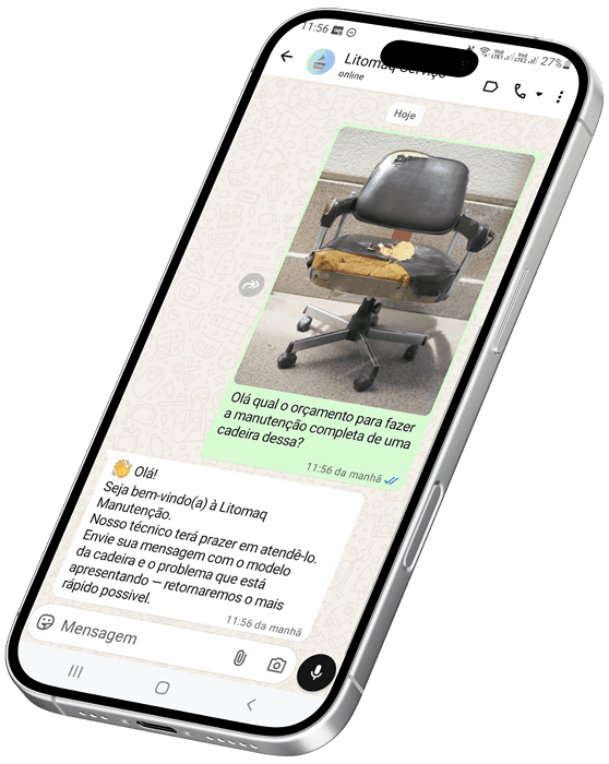 Smartphone de conversa do whatsapp com setor de manutenção